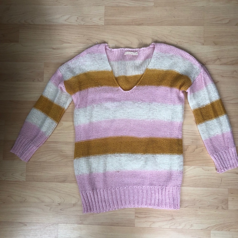 Marigold and blush striped handmade sweater